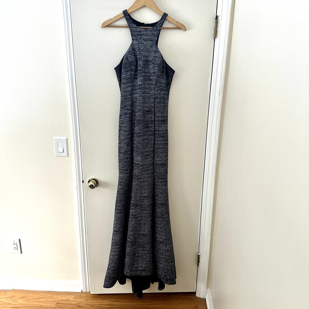 XSCAPE Halter Glitter Full Length Formal Gown Sz 8